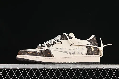All categories Air Jordan Jordan series basketball shoes Air Jordan 1 Low High-end customized low-top sneakers Travis Scott x Fragment Design x Air Jordan 1 Low OG SP AJ1 Joe 1 LV joint rice brown drawstring low-top cultural casual sneakers DM6868-101